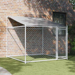 Walplus Grey Dog Cage With Roof And Door 2X2X2 M Galvanised Steel Kennel - thumbnail 1