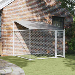 Walplus Grey Dog Cage With Roof And Door 2X2X2 M Galvanised Steel Kennel - thumbnail 3