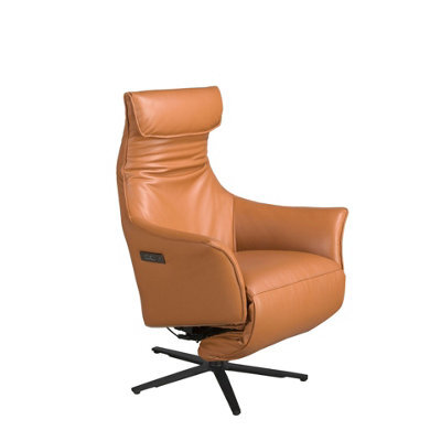 Angel Cerda Elegant Brown Leather Swivel Armchair For Ultimate Comfort - image 1