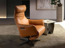 Angel Cerda Elegant Brown Leather Swivel Armchair For Ultimate Comfort - thumbnail 2