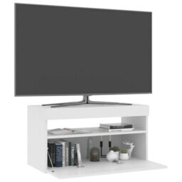Berkfield Tv Cabinet With Led Lights White 75X35X40 Cm - thumbnail 3