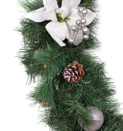Best Artificial 6Ft White & Silver Decorated Christmas Garland Supplied With 50 Bright White Battery Leds Banister Fireplace - thumbnail 7