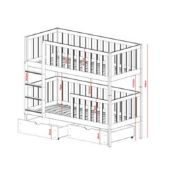 Arte Michalina Milk Chocolate Wooden Bunk Bed With Storage 90 X 190Cm - Foam Mattresses Included - thumbnail 2