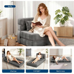 Convertible Single Folding Sofa Bed Futon Chair With Pillow Mattress - thumbnail 5