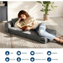 Convertible Single Folding Sofa Bed Futon Chair With Pillow Mattress - thumbnail 4