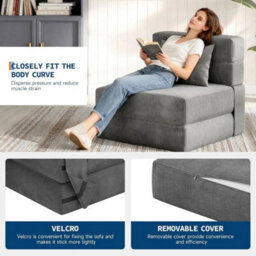 Convertible Single Folding Sofa Bed Futon Chair With Pillow Mattress - thumbnail 3
