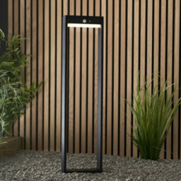 800mm Solar Powered Outdoor Bollard Post Light - Textured Black & White Diffuser - thumbnail 3