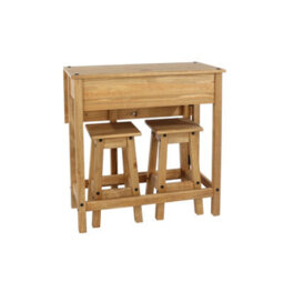 Core Products Corona Breakfast Drop Leaf Table And 2 Stools Set - Antique Waxed Pine, H84.0Cm X W80.0Cm X L72.0Cm - thumbnail 3