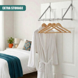 Geezy Over The Door Hanger Bar Stainless Steel Clothes Rail Drying Rack Organiser Rod - thumbnail 6