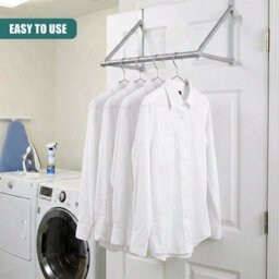 Geezy Over The Door Hanger Bar Stainless Steel Clothes Rail Drying Rack Organiser Rod - thumbnail 3