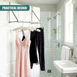 Geezy Over The Door Hanger Bar Stainless Steel Clothes Rail Drying Rack Organiser Rod - thumbnail 9