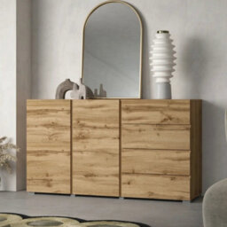 Arte Visby Sideboard Cabinet 138 Cm In Oak Wotan - Warm Wood-Effect Storage With Drawers And Shelves - thumbnail 1