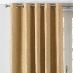 Paoletti Atlantic Twill Woven Room Darkening Eyelet Curtain Pair Ochre (W)229Cm X (D)137Cm - thumbnail 2
