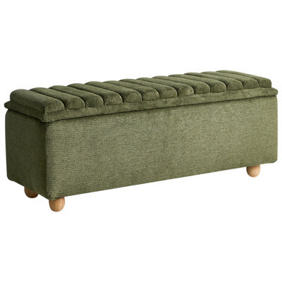 Beliani Upholstered Storage Bench Salida Fabric Green - image 1