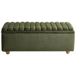 Beliani Upholstered Storage Bench Salida Fabric Green - thumbnail 5