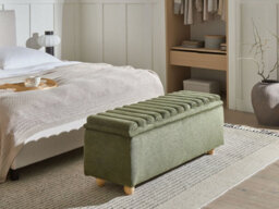 Beliani Upholstered Storage Bench Salida Fabric Green - thumbnail 2