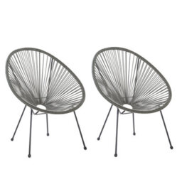 Beliani Set Of 2 Garden Chairs Acapulco Ii Pe Rattan Dark Grey - thumbnail 1