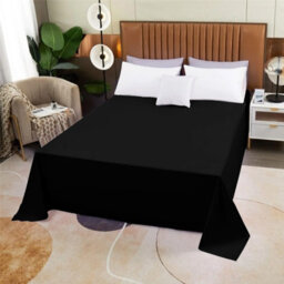Aspire Homeware 100% Egyptian Cotton Flat Sheet Deep Coverage Ultracool Flat Bedding Black Sheet King, (L)298Cmx(W)270Cm - thumbnail 9