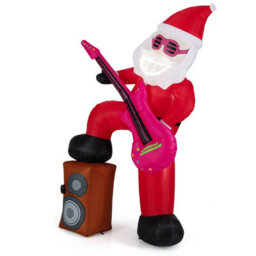 Costway 8.4 Ft Inflatable Santa Claus Pre-Lit Xmas Santa Playing Guitar With Music - thumbnail 2