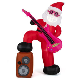 Costway 8.4 Ft Inflatable Santa Claus Pre-Lit Xmas Santa Playing Guitar With Music