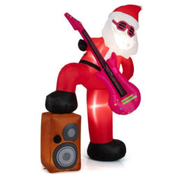 Costway 8.4 Ft Inflatable Santa Claus Pre-Lit Xmas Santa Playing Guitar With Music - thumbnail 4
