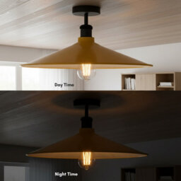 Pack Of 2 E27 Semi Flush Fitting Ceiling Light Fixture With 40Cm Yellow Shade Easy Fit Vintage Ceiling Lamp For Bedroom - thumbnail 7