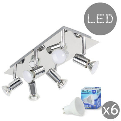 Valuelights Consul Silver Ceiling Bar Spotlight And Gu10 Spotlight Led 5W Warm White 3000K Bulbs - image 1