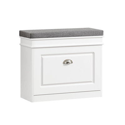 Sobuy Shoe Cabinet With Flip Drawer 24X9.4X20.5 Inch Load Capacity 150 Kg Fsr82-K-W - White - image 1