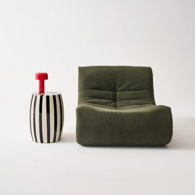 Sweeek - Side Table End Table Bedside Table In Enameled Steel Two-Tone Stripes Diam.35 X H 46Cm Black 35X35X46 Cm - Mizzy - image 1