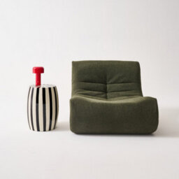 Sweeek - Side Table End Table Bedside Table In Enameled Steel Two-Tone Stripes Diam.35 X H 46Cm Black 35X35X46 Cm - Mizzy - thumbnail 1