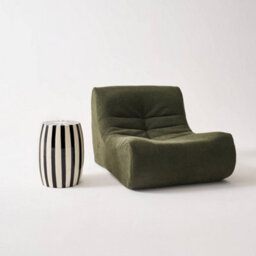 Sweeek - Side Table End Table Bedside Table In Enameled Steel Two-Tone Stripes Diam.35 X H 46Cm Black 35X35X46 Cm - Mizzy - thumbnail 4