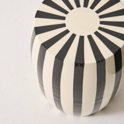 Sweeek - Side Table End Table Bedside Table In Enameled Steel Two-Tone Stripes Diam.35 X H 46Cm Black 35X35X46 Cm - Mizzy - thumbnail 7
