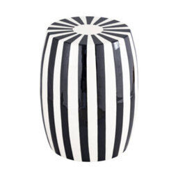 Sweeek - Side Table End Table Bedside Table In Enameled Steel Two-Tone Stripes Diam.35 X H 46Cm Black 35X35X46 Cm - Mizzy - thumbnail 2