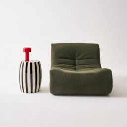 Sweeek - Side Table End Table Bedside Table In Enameled Steel Two-Tone Stripes Diam.35 X H 46Cm Black 35X35X46 Cm - Mizzy - thumbnail 3