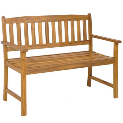 2 Person Outdoor Bench Patio Wooden Bench W/ergonomic Backrest - image 1
