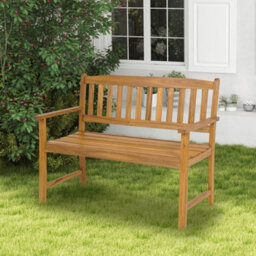 2 Person Outdoor Bench Patio Wooden Bench W/ergonomic Backrest - thumbnail 5