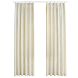 Walplus Blackout Curtains 2 Pcs With Hooks Velvet Cream 140X245 Cm - thumbnail 2