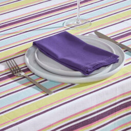 Homescapes Osaka Purple Striped Cotton Square Tablecloth 137 X 137 Cm - thumbnail 3