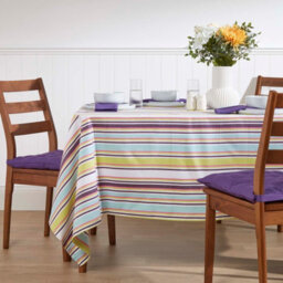 Homescapes Osaka Purple Striped Cotton Square Tablecloth 137 X 137 Cm - thumbnail 2
