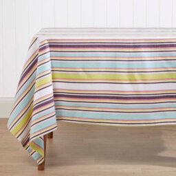 Homescapes Osaka Purple Striped Cotton Square Tablecloth 137 X 137 Cm - thumbnail 1