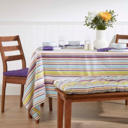 Homescapes Osaka Purple Striped Cotton Square Tablecloth 137 X 137 Cm - thumbnail 6