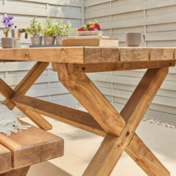 Off the Grain Wooden Outdoor Table And Bench Set - 150Cm (L) - thumbnail 3