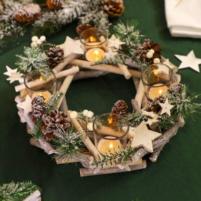 Dibor Nordic Wreath Tealight Xmas Table Decoration Centrepiece Christmas Décor Candle Holder - image 1