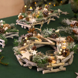 Dibor Nordic Wreath Tealight Xmas Table Decoration Centrepiece Christmas Décor Candle Holder - thumbnail 4