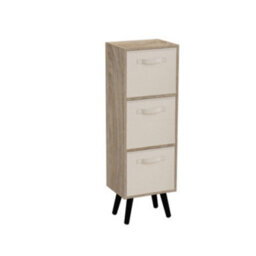 Urbn-Living Urbnliving 80Cm Height 3 Tier Antique Oak Wooden Storage Bookcase Scandinavian Style Black Legs With Cream Inserts - thumbnail 3