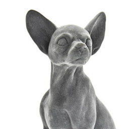 Animal Crackers Chihuahua Figurine, Retro Style Grey Velvet Finish On-Trend Home Decoration Or Dog Lover Gift - thumbnail 2