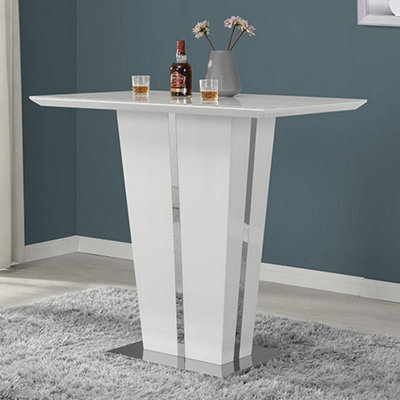 Furniture in Fashion Memphis High Gloss Bar Table In White With Glass Top - image 1
