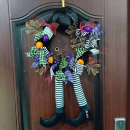 Halloween Pumpkin Wreath Door Hanging Home Decor - thumbnail 3