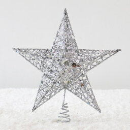 Living And Home Christmas Tree Silver Star Topper Decoration With Led Lights - thumbnail 1