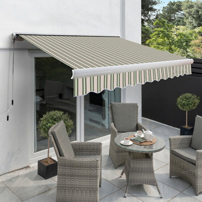 Primrose Awnings 4.5M X 3.0M Retractable Electric Full Cassette Multistripe Awning Outdoor Patio Canopy
